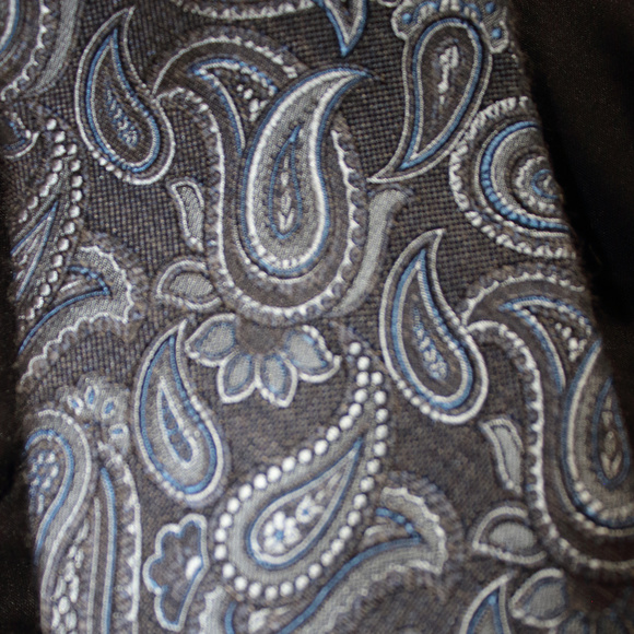 EUC PRONTO UOMO PLATINUM SILK TIE TEAL/BL PAISLEY - Picture 2 of 5
